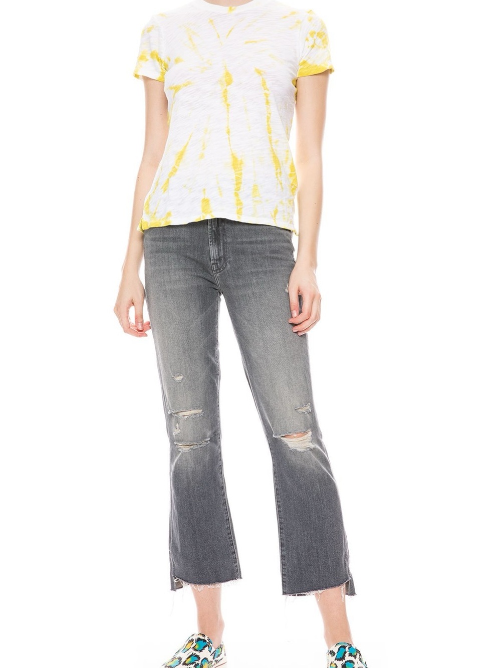 MOTHER The Insider Crop Step Fray Distressed Jeans - size 24
